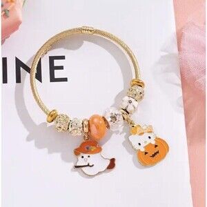 Hello Kitty Anime‎ Halloween Charm Bracelet￼ Pumpkin  Ghost Charm Bracele…